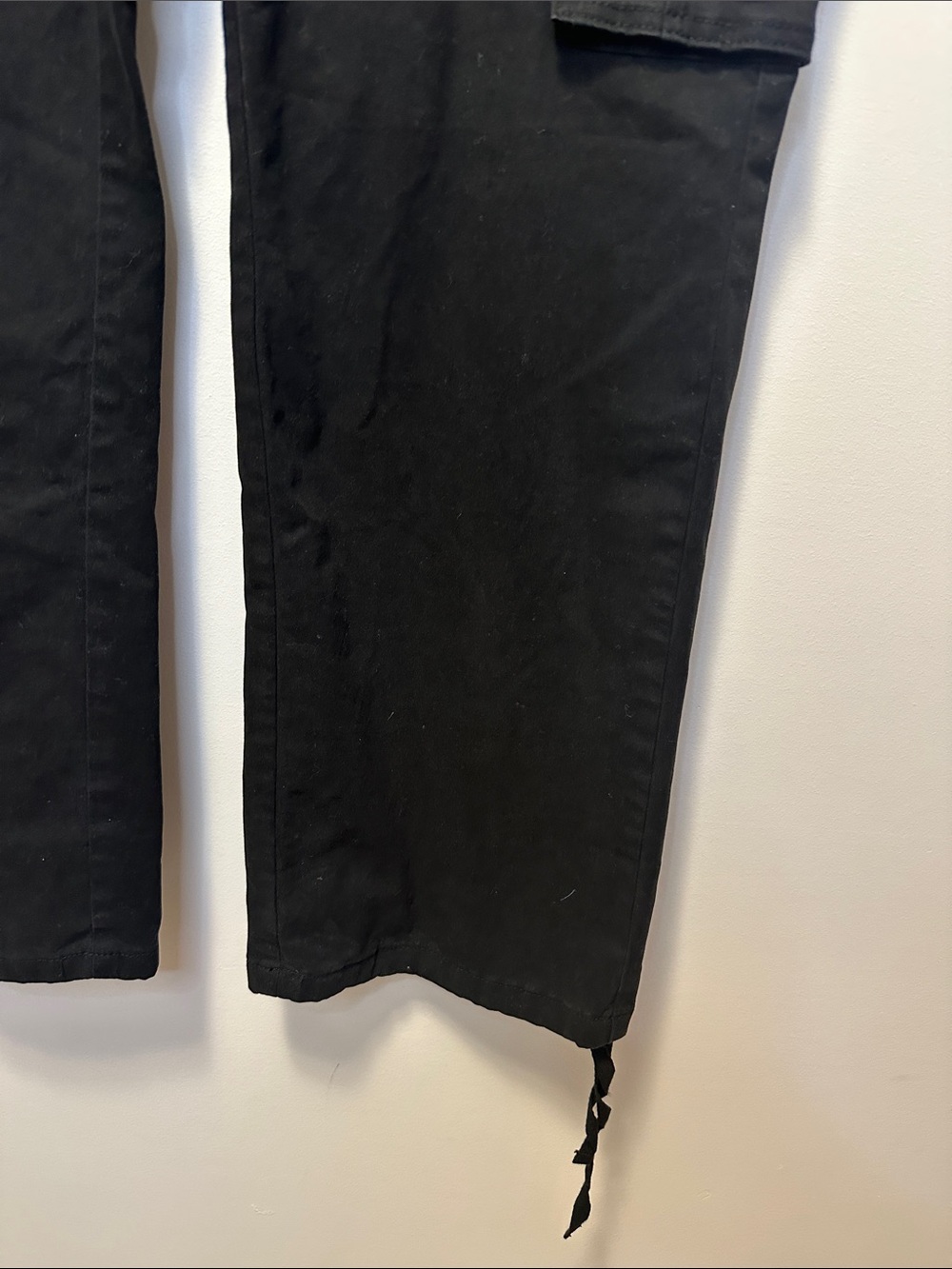 Black Cargo Pants with Utility Pockets and Elasticized Waist - Picture 5 of 9